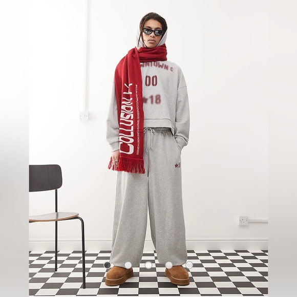 NWOT COLLUSION Oversized cuffed joggers co-ord in grey marl S SMALL unisex ASOS - Picture 2 of 10